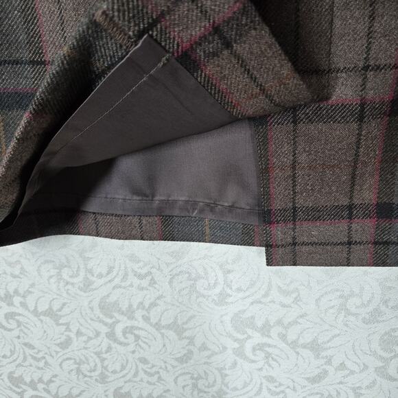 VTG Casual Corner 100% Wool Skirt sz XL* Brown Green Plaid Preppy READ - Picture 8 of 16